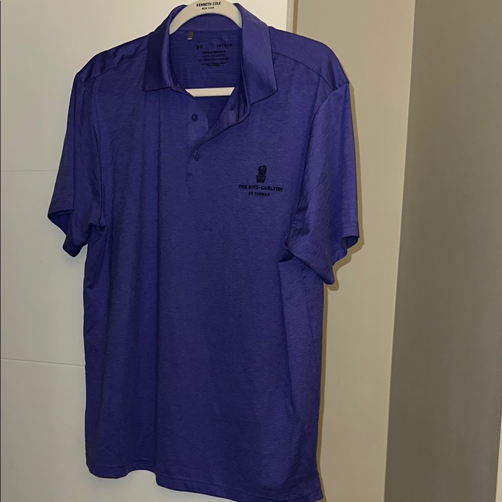 Vibrant Purple Polo Shirt with Short Sleeves and Textured Fabric